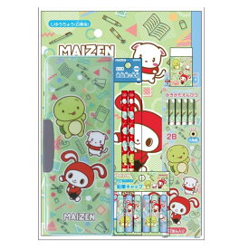 サンスター文具 文具セット 小学生 女の子 男の子 キャラクター 小学校入学 新学期 新入学 小学校入学 コンパクト両面筆箱 かきかた鉛筆2B 1ダース 赤鉛筆2本組 まとまるくん消しゴム 鉛筆キャップ クリア下敷き 自由帳