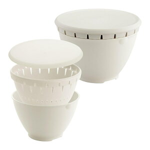 リス ソロウ ボール・コランダー 2個セット ボウル ザル フタつき 耐熱 電子レンジ対応 食洗機対応 電子レンジ調理 レンジok ボウルセット グレー ホワイト 結婚祝い 引っ越し祝い 一人暮ら