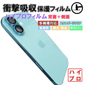 背面 側面 カメラレンズ スマホ 保護フィルム ハイプロ 保護 フィルム 衝撃吸収 iPhone 17 pro max Google pixel 10 9 pro Xperia Galaxy HUAWEI AQUOS sense9 OPPO FindX8 motorola 多機種対応 傷防止 透明 裸族 /クリア