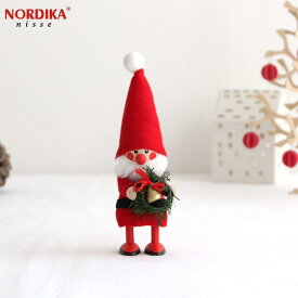 ノルディカニッセ リースを持ったサンタ NRD120505 木製 人形 デンマーク クリスマス プレゼント ギフト 飾り 窓 子供 大人 おもちゃ 北欧 インテリア