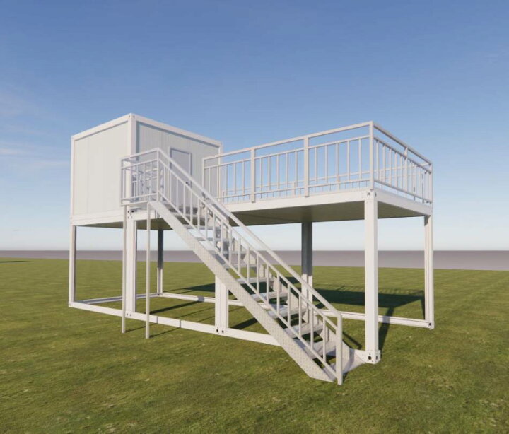 楽天市場】プレハブキット コンテナハウス 2階建て 屋上デッキ 喫煙所 