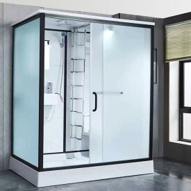 オールインワンシャワールーム 仮設トイレ 手鉢 シャワーヘッド 化粧鏡 タオル掛け すりガラス スライドドア シャワー閉鎖式 低コスト 短時間 工事現場用トイレ