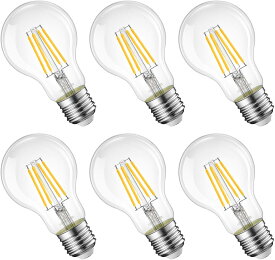 LED電球 E26口金 1055LM フィラメント電球 8W A60 2700K電球色 75W形相当 クリアタイプ レトロ電球 雰囲気 PSE 調光器非対応