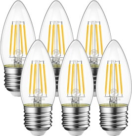 シャンデリア電球 E26口金 40W形相当 470LM LED フィラメント電球 2700K電球色 蝋燭型 クリア電球 省エネ 4.5W C35 PSE認証済み 調光器非対応