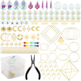 DIYサンキャッチャー400個、DIYクリスタルサンキャッチャーインドアウィンドウ、DIYサンキャッチャー製作キット、窓用吊り下げプリズムサンキャッチャー、屋内、窓、オフィス、ホームデコ
