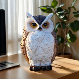 フクロウ 置物 ガーデンオブジェ 樹脂製 防水 ハロウィン インテリア 屋外 室内 庭 玄関 リビング ギフト (8.3インチ)