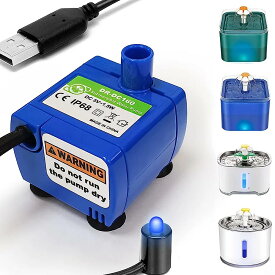 YBGGJO ペット給水器ポンプ 猫 水飲み器 水中ポンプ ポンプ 静音 1.8Mケーブル LEDライト付き 猫自動給水器 循環式給水器 フラワーファウンテン 清潔便利 交換用ポンプ 猫/犬/複数汎用