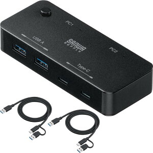 �T�����_�C���N�g USB�ؑ֊� 2����4�o�� Type-A×2/Type-C×2 5Gbps Type-A/Type-C�Ή��P�[�u���t�� �X�C�b�`���[ 400-SW041