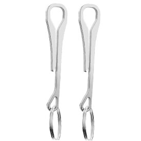 キーダングラー パック クリップ スチール キーホルダー 安全 ベルト 2個