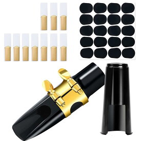 33pcs サックス マウスピース リガチャー キャップ クリップ パッド ホイッスル アルトサックス マウスピースキット サクソフォン 交換用 アクセサリー サックスアクセサリー