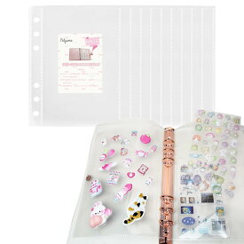 A5 シール帳 6穴 透明バインダー 剥離シート はがせる台紙付き 立体シール対応 かわいい猫デザイン 大人 女の子向け