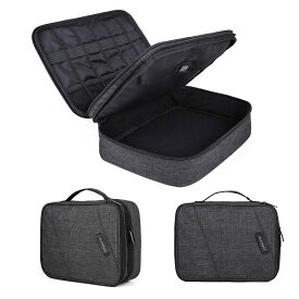 [BAGSMART]バッグスマート ガジェットポーチ ガジェットケース ガシェット収納ポーチ トラベルポーチ 小物入れ ケーブル収納 仕切り 二層構造 撥水 大容量 手提げ 持ち運び 旅行