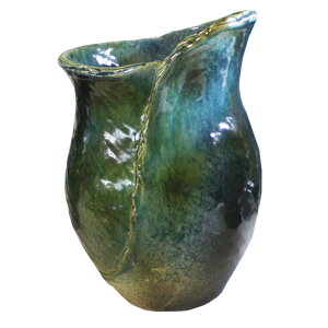 13号 青ガラスひねり 花器 信楽焼 陶器 花器 花瓶 彩り屋