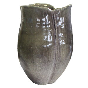 13号 紫ガラス手ひねり 花器 信楽焼 陶器 花器 花瓶 彩り屋