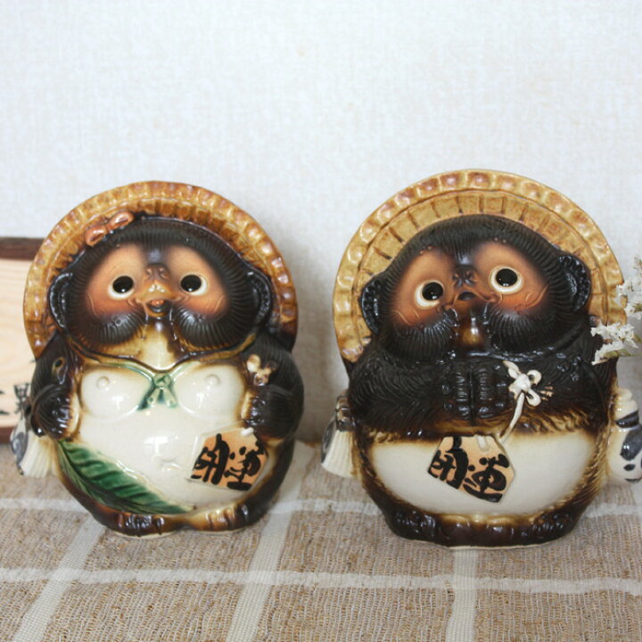 楽天市場】お願い狸 5号 オス メス 夫婦セット 信楽焼 たぬき 陶器 狸 