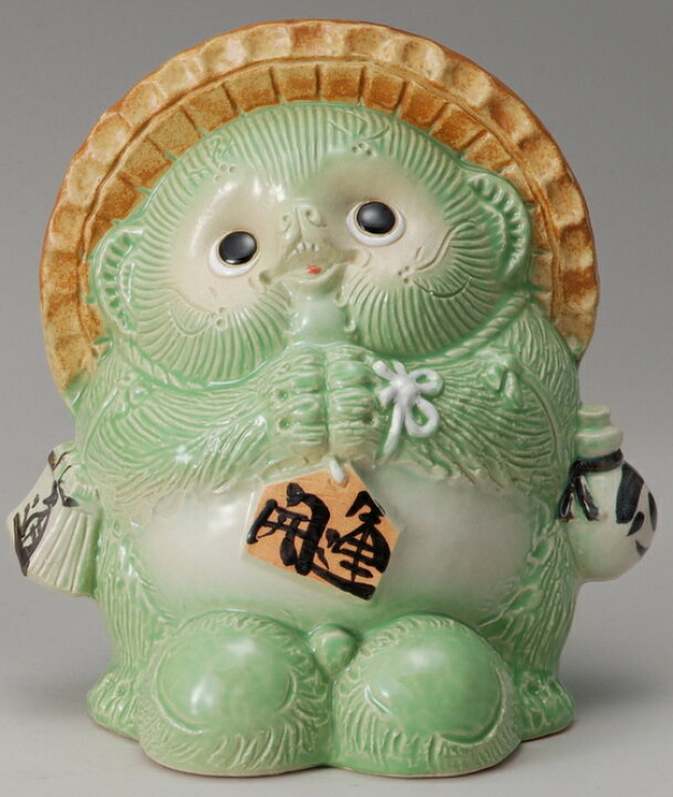 楽天市場】風水お願い狸 (緑) 開運お願いたぬき (緑) 信楽焼 たぬき 
