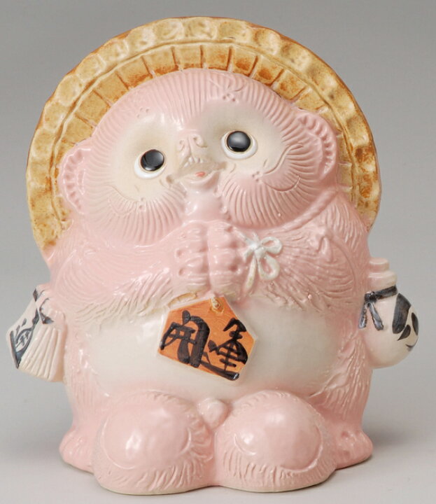 楽天市場】風水お願い狸 (ピンク) 開運お願いたぬき (ピンク) 信楽焼 