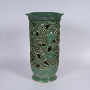 傘立て 陶器 信楽焼 織部唐草透かし傘立 ビンテージ 開店祝い 新築祝い 引越し祝い 贈り物 ギフト プレゼント 玄関収納 玄関先 彩り屋