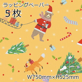 5枚 包装紙 半紙 W750×H525mm ラッピングペーパー クリスマス ベアラー 用紙 贈り物 クリスマスプレゼント クリスマスギフト クリスマスデザイン 柄 クリスマスラッピング クリスマス プレゼント ギフト ラッピング おしゃれ かわいい キッズ 子供 枚 少量 少し