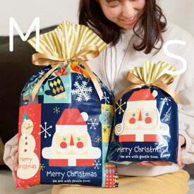 1枚 少量 クリスマス 北欧 リボン付 PE ギフトバッグ リボン 巾着 巾着バッグ ラッピング袋 ビニールバッグ バッグ ギフト袋 プレゼント ギフト ラッピング 袋 おしゃれ かわいい 簡単便 利 ワンタッチ