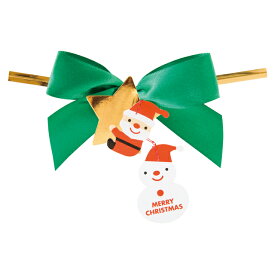 1本入り クリスマス ミニサンタゆらゆら リボン付き ワイヤータイ リボン付ワイヤータイ リボン ワイヤー ワイヤーリボン カラーリボン サテンリボン リボン付 留め具 簡単 ラッピング コラージュ タグ オーナメント ガーランド プレゼント ギフト おしゃれ かわいい 少 個