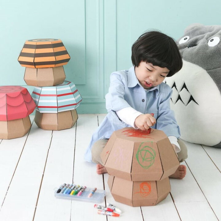 楽天市場 Funnypaper マッシュルームスツール プレーン 家具 インテリア 段ボールスツール キッズ 子供用 椅子 ダンボール 工作 クラフト 軽量 おしゃれ かわいい きのこ エコ ギフト プレゼント 誕生日 お祝い 贈り物 ブラックフライデー クリスマス いろは堂本店