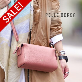 【プレケア特典】【1年保証】 Wクーポン付き ペレボルサ セール 30％OFF バッグ PELLE BORSA ポシェット コーラルピンク ピンク レネット 斜め掛け ショルダー レディース PELLE BORSA 4717 60サイズ