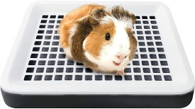 モルモット トイレ四角 ミニうさぎ トイレトレーニング 小動物用 チンチラ トイレ リス ケージ お掃除 清潔 トレータイプ ブラック パッドホルダーメッシュトレーニングトレイのためのトレーニングパッドトイレ お手入れ簡単 ペットトイレ 丸洗い可能