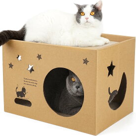 猫 爪とぎ 段ボール キャットハウス 猫用 つめとぎ ダンボールハウス 猫ベッド 通気 丈夫 ストレス解消 組立簡単