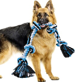 犬おもちゃ 犬用噛むおもちゃ玩具 犬ロープおもちゃ 中型犬 大型犬 ペット用 丈夫 天然コットン ストレス解消 運動不足解消 耐久性 清潔 歯磨き 5ノットの犬のロープのおもちゃ