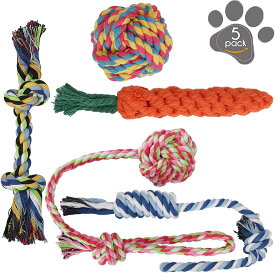 犬ロープおもちゃ 犬おもちゃ 犬用玩具 噛むおもちゃ ペット用 コットン ストレス解消 丈夫 耐久性 清潔 歯磨き 小/中型犬に適用 (5 スーツ)
