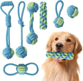 7パック 子犬用ロープおもちゃ 犬ロープおもちゃ 犬おもちゃ 犬用玩具 噛むおもちゃ ペット用 コットン ストレス解消 丈夫 耐久性 清潔 歯磨き 小/中型犬に適用