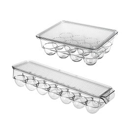卵ケース 卵収納ケース 冷蔵庫用 卵入れ エッグホルダ 卵容器 透明 卵収納 蓋の取外し可能 12個 14個