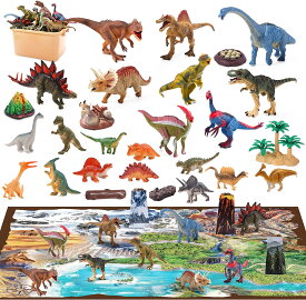 恐竜 おもちゃ リアル模型 恐竜フィギュア 40点セット 大型マップ 収納ボックス付き 樹木 化石 子どもおもちゃ 定番おもちゃ 男の子 女の子 6 7 8 9 10 11 12歳 誕生日 クリスマス プレゼント お祝い 送料無料
