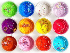 スライム 12個 セット 水晶スライム 星形デコパーツ入り Slime DIYねんど おもちゃ 抜き型 ヘラ ストロー付き お誕生日 子供の日 お祭り クリスマス お歳末 プレゼント 対象年齢 6歳以上