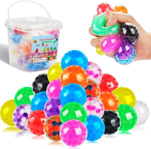 24個スクイーズボールおもちゃ スクイーズ ボール スクイーズ ストレス解消おもちゃ、 パーティーの記念品 ギフトバッグ詰め物 誕生日プレゼント 教室の賞品