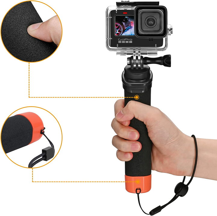 楽天市場】フローティングハンドグリップ,防水一脚,GoPro用 
