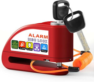 バイクロック 【アラーム開閉可能】ディスクロック バイクディスクロック ディスクブレーキロック 防水防塵 防錆 110db 大音量アラーム 盗難防止 鍵2本 1.5mリマインダ付属 電池超長期連続待