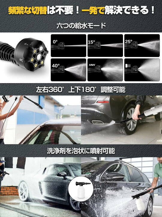 楽天市場】【2024新登場強化版】高圧洗浄機 コードレス 充電式 洗車機 
