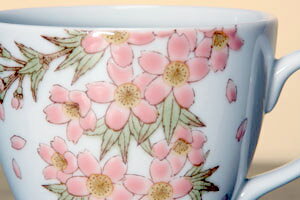 コーヒーカップ色彩花【桜・サクラ】九谷焼和食器九谷工房吉右衛門窯作