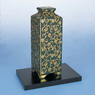 九谷焼 木台付7号花瓶 極上青粒 鉄仙花 鉄仙文 花器 華器 飾花瓶 陶器 フラワーベース