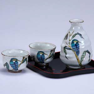 盆付半酒器 かわせみ 九谷焼 酒器揃 和食器