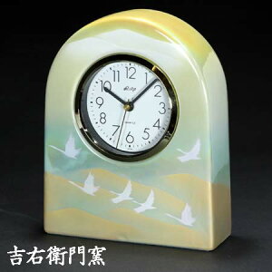 九谷焼 置き時計 L ラスター鶴 時計 置時計 おしゃれ クロック clock つる ツル