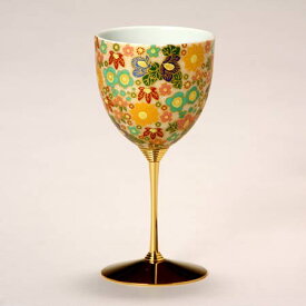 九谷焼 ワインカップ 極上花詰 グリーン 九谷焼 ワイングラス