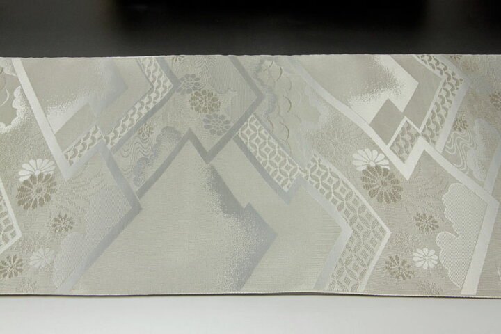 楽天市場】西陣紫野 正絹法事用 九寸名古屋帯 つづれグレー 松皮菱文様  