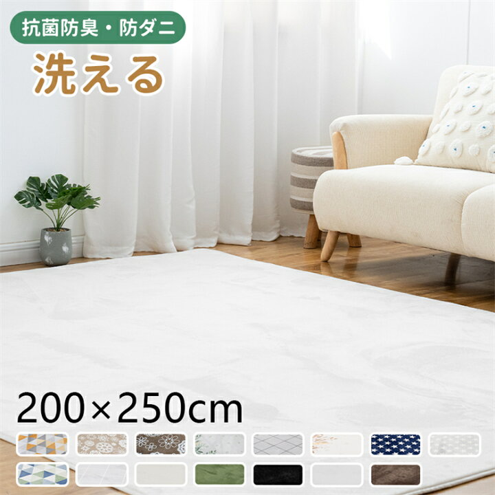 楽天市場】ラグ 洗える 200×250 3畳用 オールシーズン 北欧 抗菌防臭 