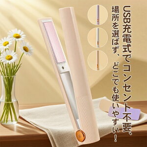 【オープン記念!P10倍→実質2520円 10/27まで】ヘアアイロン コードレス ミニ カール ストレート アイロン 軽量 2way USB充電式 両用 前髪直す お誕生日 初心者 メンズ 女性 プレゼント コンパクト