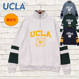 【UCLA】 ユーシーエルエー トレーナー ハーフジップ カレッジ ロゴ キャラクター メンズ レディース ユニセックス 裏起毛 オーバーサイズ ビックシルエット uclaスウェット uclaトレーナー