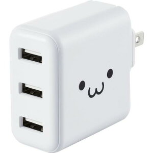 ELECOM MPA-ACU12WF AC充電器/スマホ・タブレット用/3.6A出力/USB-Aメス3ポート/おまかせ充電搭載/ホワイトフェイス