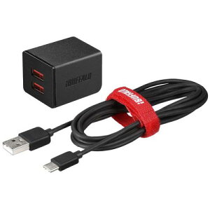 BUFFALO BSMPA2402P2CBK 2.4A USB}[d AUTO POWER SELECT@\ 2|[g^Cv Type-CP[ut 1.5m ubN